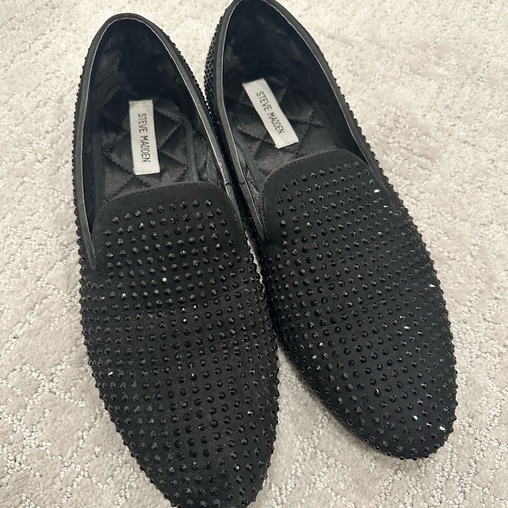 Steve Madden Caviar Men's Black Embellished Loafers